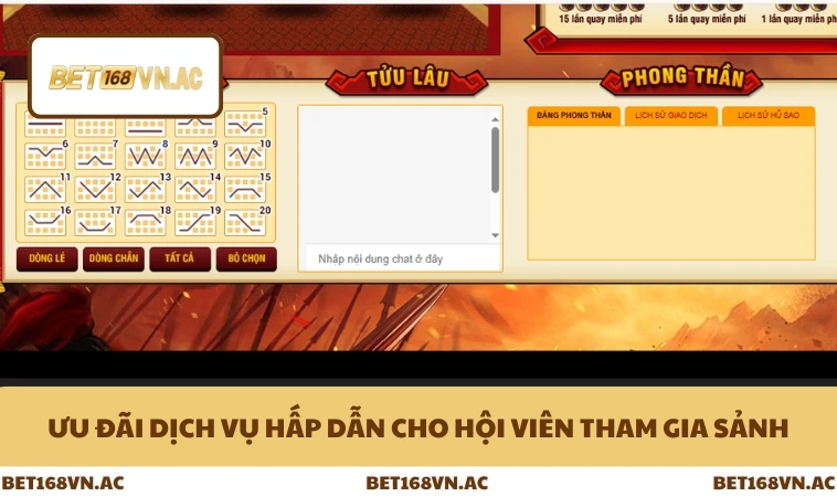Game Bet168Vn 3 Ưu đãi dịch vụ hấp dẫn cho hội viên tham gia sảnh